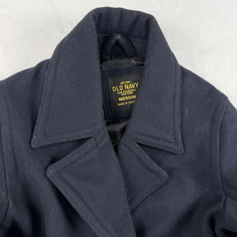 Old Navy Boys PeaCoat Kids Medium Sailor Wool Blend Casual Button Heavy Blue